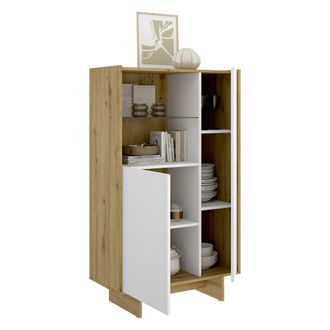Dmora Aparador Edgewood, 4 Estantes, 6 Compartimentos, 2 Puertas, 30x81x138h Cm Blanco
