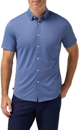 Mizzen+Main Halyard Short Sleeve Performance Button-Up Shirt in Coastal Fjord at Nordstrom, Size Xx-Large