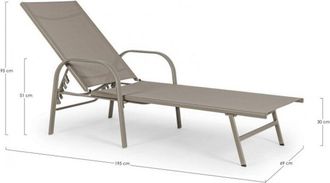 BIZZOTTO Bizzotto - Lettino con braccioli Arent con struttura in alluminio verniciato per esterno -Tortora
