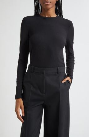 Vince Luxe Long Sleeve Crewneck Top in Black at Nordstrom, Size X-Large