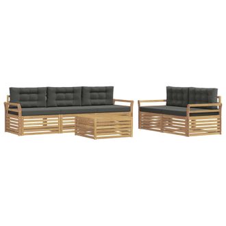vidaXL Set Di Divani Da Esterno 6 Pz Bianco E Antracite Vidaxl