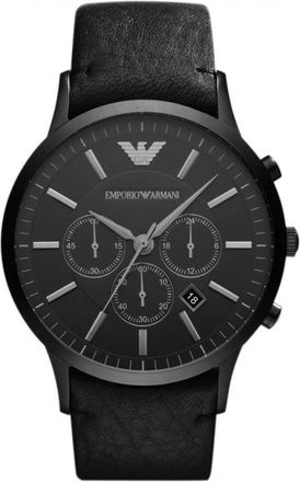 Emporio Armani Accessoires, Heren, Zwart, ONE Size, Leer, Renato Chronograph