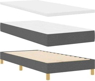 vidaXL Cama Con Somier Con Colch&oacute;n Gris Oscuro 100 X 200 Cm Tela Vidaxl