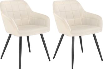 Woltu Woltu - 2x Sillas De Comedor Nordicas Estilo Vintage Juego De 2 Silla De Cocina Silla Tapizada Con Reposabrazos Tapizadas En Terciopelo Estructura De 