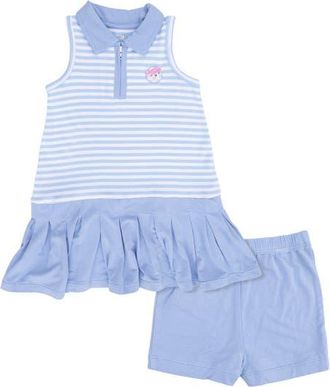 Angel Dear Kids Stripe Golf Polo Dress & Shorts Set in Blue White at Nordstrom, Size 12-18M
