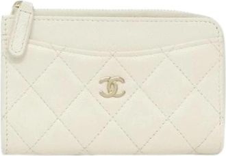 Chanel Pre-owned Timeless Classic Caviar Skin Card Case - Dames - Vintage Accessoires - Wit - ONE Size - Leer - Vintage
