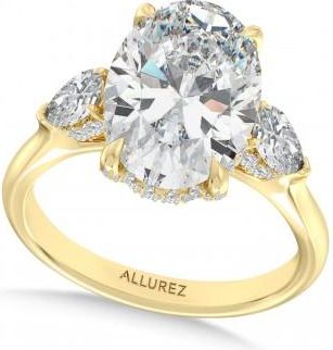 Allurez Oval Lab Diamond Engagement Ring 14K Yellow Gold (5.00ct)