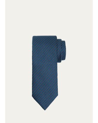 Brioni Mens Silk and Cotton Micro Jacquard Tie