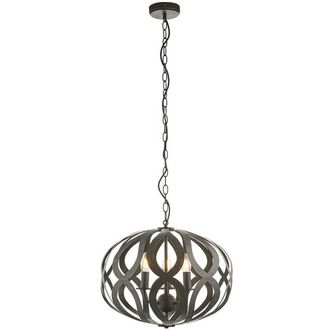 Loops Hanging Ceiling Pendant Light Antique Brushed Bronze 3 Bulb Modern Table Feature