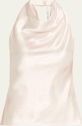 Jason Wu Crystal-Embellished Washed Twill Cowl Halter Top