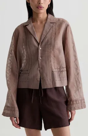 AG - Adriano Goldschmied Ellah Woven Shirt in Cork at Nordstrom, Size X-Large