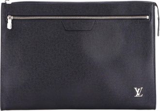 Louis Vuitton Black Taiga Leather Zip Pochette 24 Heures (Authentic Pre-Loved)