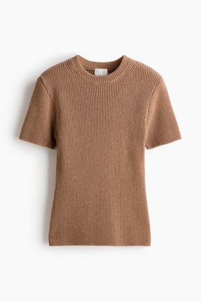 H&M Wool-blend T-shirt in Dark Beige at Nordstrom, Size X-Small