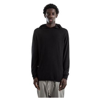 Rick Owens Hoodies, male, Black, Size: M Oversized LS Hoody