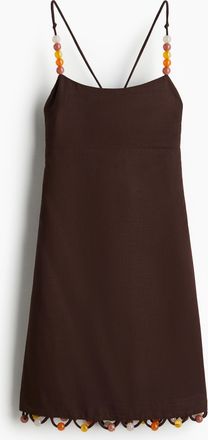 H&M Tr&auml;gerkleid mit Perlendetails - Brown