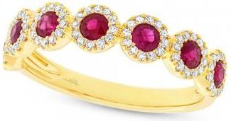 Allurez 0.26ct Diamond & 0.70ct Ruby 14k Yellow Gold Ladys Ring