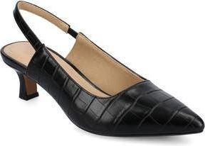 Journee Collection Paulina Slingback Pump in Black Crocodile at Nordstrom Rack, Size 6.5