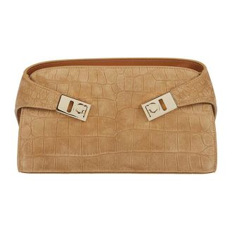 Ferragamo Clutches, female, Brown, Size: ONE SIZE Hug Mini Crossbody Bag