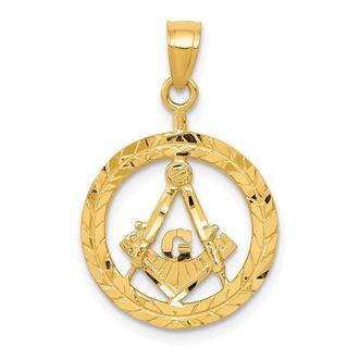 Diamond2Deal 14k Yellow Gold Polished and Diamond-cut Masonic Symbol Pendant