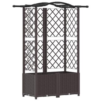 vidaXL Cama Elevada Con Trellis Y Techo Marr&oacute;n 122 X 40 X 141 Cm Pp Vidaxl