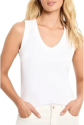 Nic+Zoe Nic+Zoe Tank Top Womens Paper White Cotton Blend Sleeveless V-Neck DDR2 4