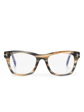 Tom Ford tortoiseshell-effect round-frame optical glasses - unisex - Acetate - One Size - Brown