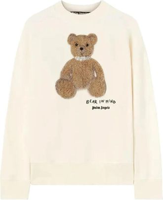 Palm Angels Witte Bear In Mind Sweatshirt - Heren - Sweatshirts - Wit - XL - Katoen - Hoodies & sweatvesten