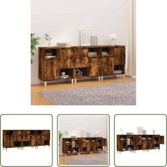 vidaXL vidaXL Credenze con ante - Credenze 3pz Rovere Fumo 60x35x70 cm in Legno Multistrato