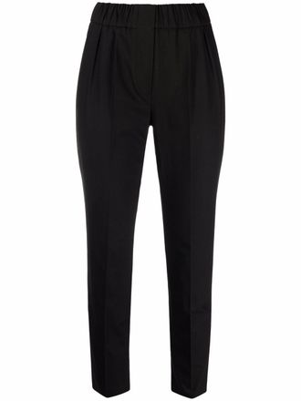 Brunello Cucinelli straight-leg cropped trousers - women - Cotton/Acetate/Cupro/Polyester/Spandex/Elastane - 38 - Black