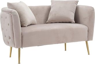 Mauro Ferretti Sof&aacute; de tela gris con patas doradas cm 127x74x71