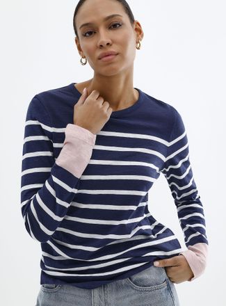 Contemporaine Womens Striped slub organic cotton T-shirt