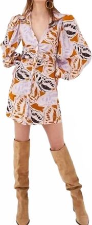 For Love & Lemons Esmeralda Mini Dress In Orange Multi