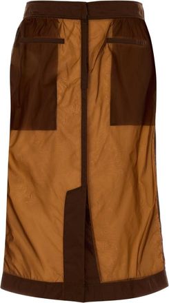 Saint Laurent Womens Nylon Colorblock Skirt Brown