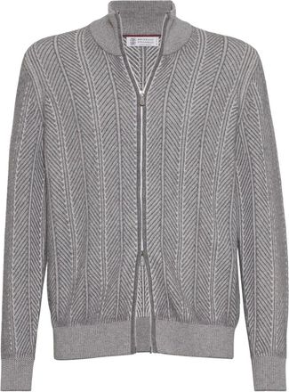 Brunello Cucinelli Cardigan spigato - Grigio