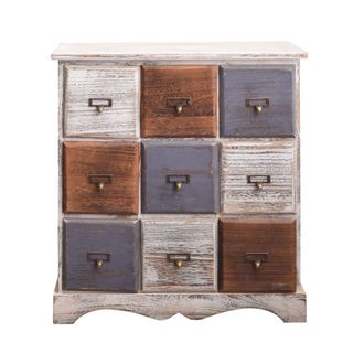 Mobili Rebecca Mueble de almacenaje con 9 cajones de madera blanco, marr&oacute;n y gris