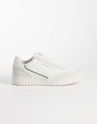 Tommy Hilfiger Sneakers da basket in pelle e camoscio premium color &eacute;cru-Bianco