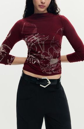 Desigual Long Sleeve Graphic T-Shirt in Pink at Nordstrom, Size X-Large