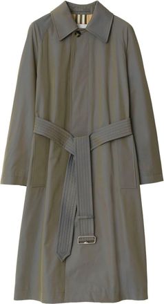 Burberry long cotton car coat - women - Viscose/Cotton/Cotton - 6 - Grey