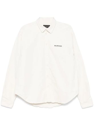 Balenciaga logo-embroidered shirt jacket - men - Cotton/Polyester - S - White