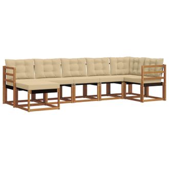 vidaXL Conjunto De Sof&aacute;s De Exterior Con Coj&iacute;n 7 Pcs Natural Y Beige Vidaxl