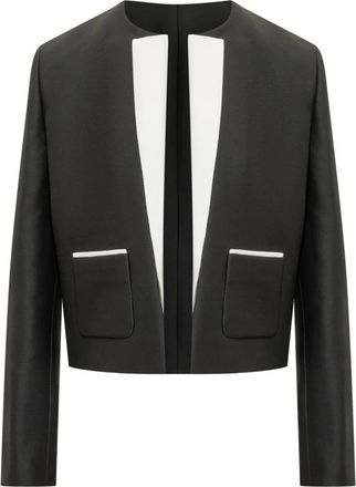 Tom Ford Jassen, Dames, Zwart, S, Wol, Wool Silk Radzimir Spencer Jasje met Contrasterende Details