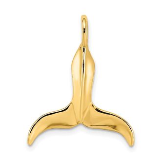 Diamond2Deal 14k Gold 3-D Polished Whale Tail Charm Pendant