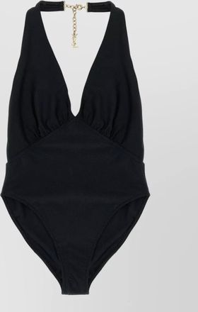 Saint Laurent cassandre plunge halter swimsuit cut out