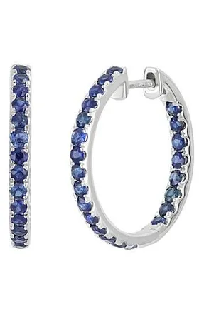 Bony Levy El Mar Inside Out Hoop Earrings in 18K White Gold - Sapphire at Nordstrom Rack