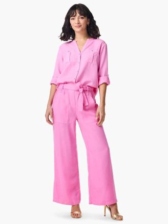 Nic+Zoe Priscilla Drapey Utility Wide Leg Pants In Pink Lotus