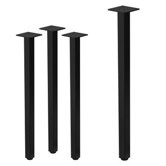ML Design Set 4x patas de mesa 72 cm regulables de acero 4x4 cm negro brillante