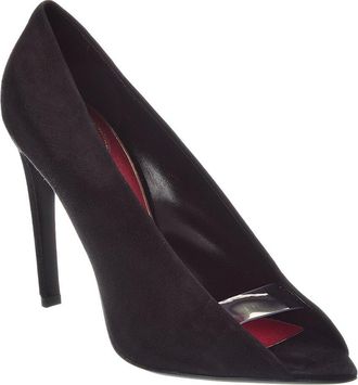 Valentino Vlogo Signature Open Toe Suede Pump
