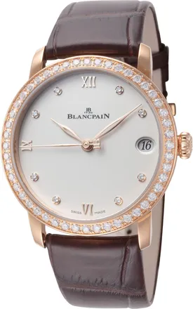 Blancpain Womens Villeret 18K Rose Gold 33mm Automatic Watch 6127-2987-55A