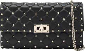 Valentino Garavani Tassen, Dames, Zwart, ONE Size, Leer, Rockstud Spike Nappa Schoudertas