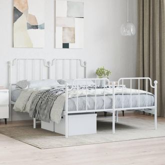 Berkfield Home Metal Bed Frame with Headboard & Footboard White 150x200 cm King Size